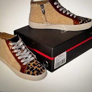 Vince Camuto Leopard Print High-Top Sneakers